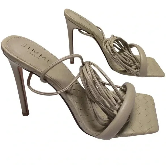 Simmi London Heels Strappy Lace up Heels Seagreen Light Green Size 8 - Picture 4 of 11